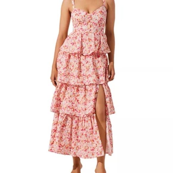 ASTR Floral Eyelet Tiered Maxi Dress - Picture 1 of 1